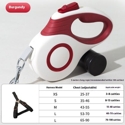 Dog Automatic Retractable Leash Explosion-proof Medium And Large Out Dog Chain With Trash Can Pet Dog Leash