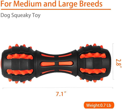Dog Squeaky Toys For Aggressive Chewers Almost Indestructible Squeaky Toys For Dogs Teething Chew Toys For Medium Large Breed Durable Rubber Dog Toy Dumbbell Shape