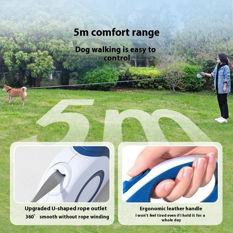 Dog Automatic Retractable Leash Explosion-proof Medium And Large Out Dog Chain With Trash Can Pet Dog Leash