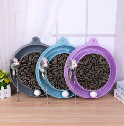 Multi-functional Cat Scratching Board With Ball Track, Various Colours Of Mat Board, Self-height Relief From Boredom To Tease The Cat, With Spring And Ball, Anti-scratch Furniture Artifacts, A Must-ha