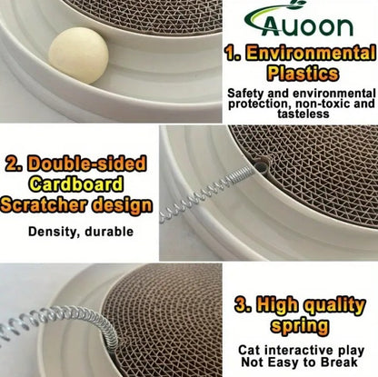 Multi-functional Cat Scratching Board With Ball Track, Various Colours Of Mat Board, Self-height Relief From Boredom To Tease The Cat, With Spring And Ball, Anti-scratch Furniture Artifacts, A Must-ha
