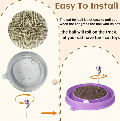 Multi-functional Cat Scratching Board With Ball Track, Various Colours Of Mat Board, Self-height Relief From Boredom To Tease The Cat, With Spring And Ball, Anti-scratch Furniture Artifacts, A Must-ha
